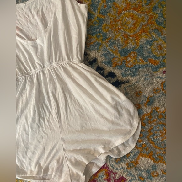 SOLD!! PINK VS White Chinched waist Hip Pockets Swim Coverup Romper M - Picture 9 of 16